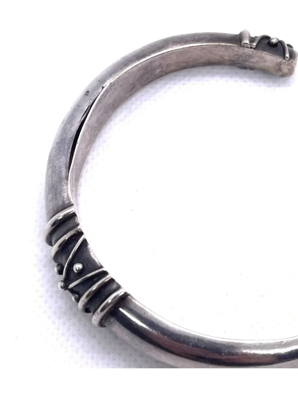 Vintage Deborah Armstrong 925 Sterling Silver Hollow Dome Cuff Bracelet Signed - Picture 7 of 16